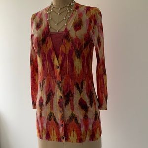 Ann Taylor Inkat print cardigan